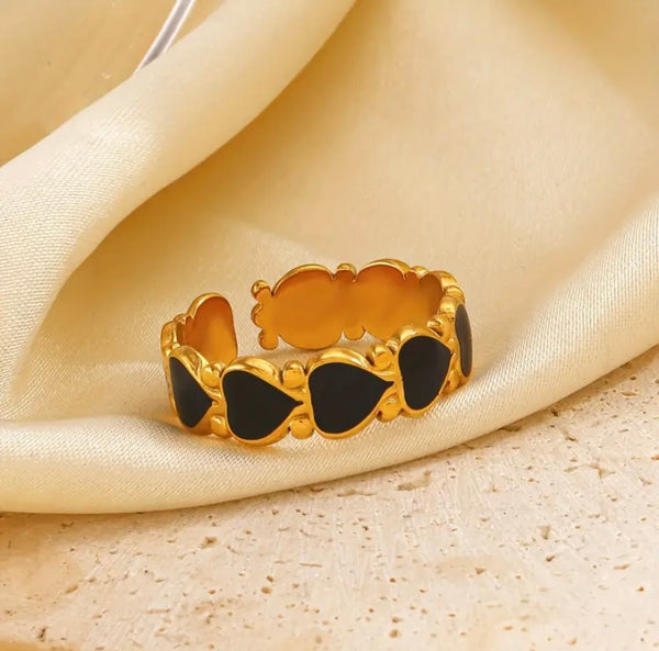 Enamel Heart Adjustable Ring